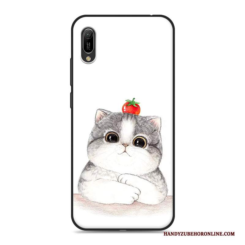 Custodia Huawei Y6 2019 Cartone Animato Bianco Morbido, Cover Huawei Y6 2019 Silicone Telefono