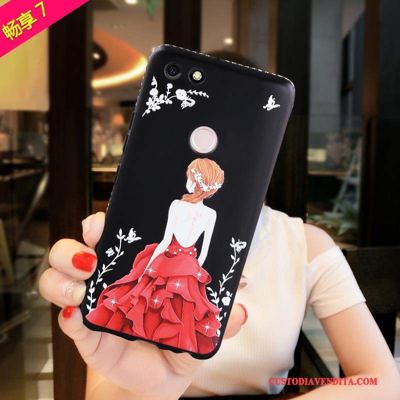 Custodia Huawei Y6 Pro 2017 Silicone Telefono Di Personalità, Cover Huawei Y6 Pro 2017 Colore Morbido Rosso