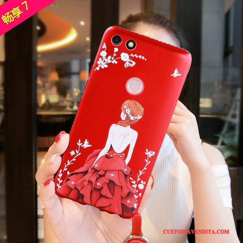 Custodia Huawei Y6 Pro 2017 Silicone Telefono Di Personalità, Cover Huawei Y6 Pro 2017 Colore Morbido Rosso