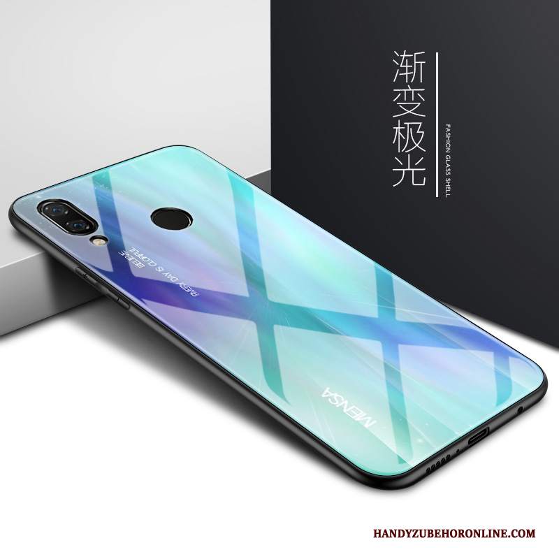 Custodia Huawei Y7 2019 Creativo Specchio Semplici, Cover Huawei Y7 2019 Protezione Telefono Blu