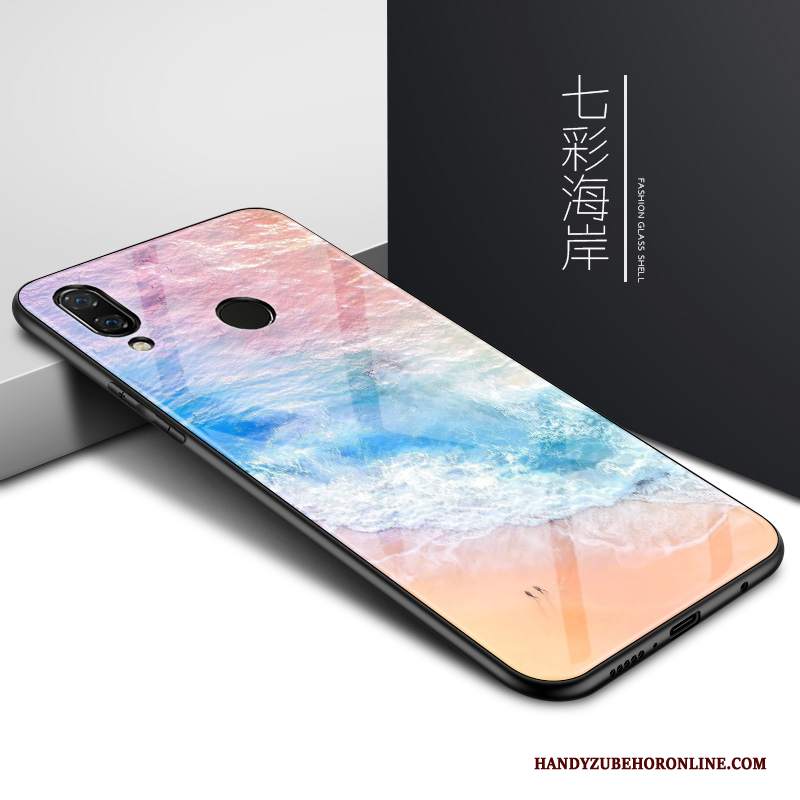Custodia Huawei Y7 2019 Creativo Specchio Semplici, Cover Huawei Y7 2019 Protezione Telefono Blu