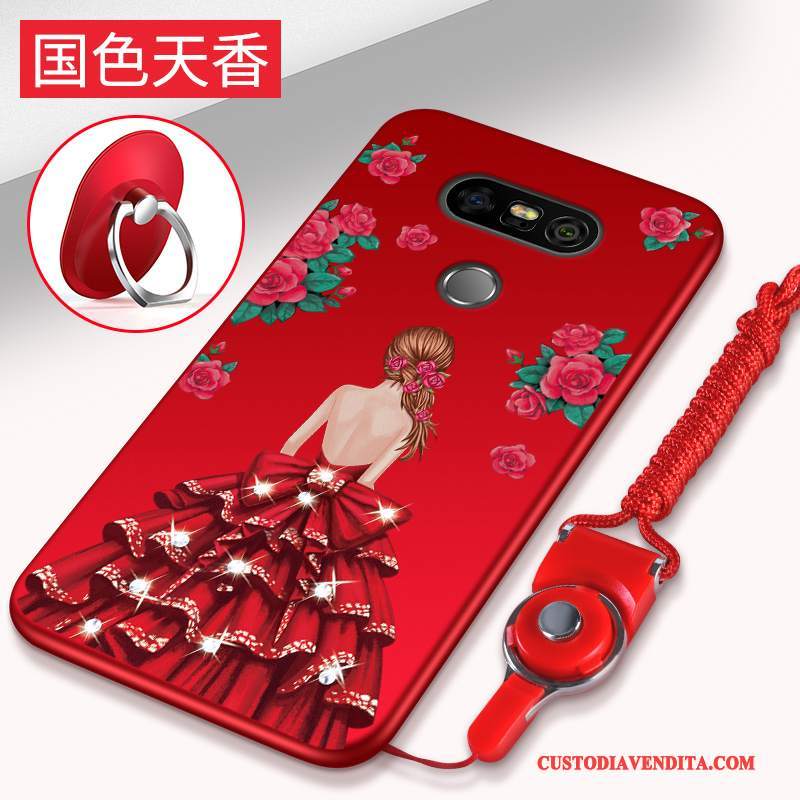 Custodia Lg G5 Silicone Morbido Ornamenti Appesi, Cover Lg G5 Macchiati Rosso