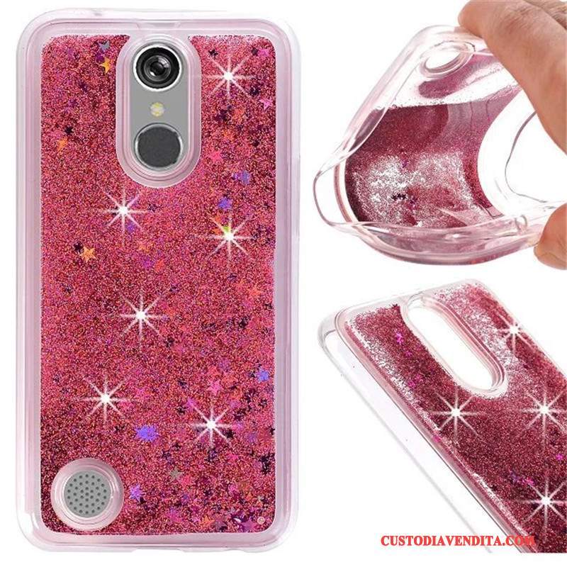 Custodia Lg K10 2017 Silicone Tutto Incluso Blu, Cover Lg K10 2017 Liquido Rosa
