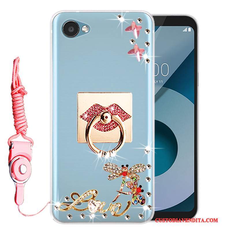 Custodia Lg Q6 Strass Morbido Blu, Cover Lg Q6 Protezione Telefono