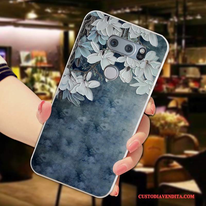 Custodia Lg V30 Goffratura Tutto Incluso Petali, Cover Lg V30 Protezione Telefono Chiaro