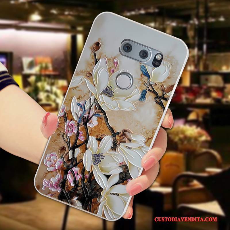 Custodia Lg V30 Goffratura Tutto Incluso Petali, Cover Lg V30 Protezione Telefono Chiaro