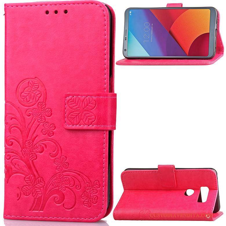 Custodia Lg V30 Pelle Supporto Anti-caduta, Cover Lg V30 Protezione Blu Ornamenti Appesi