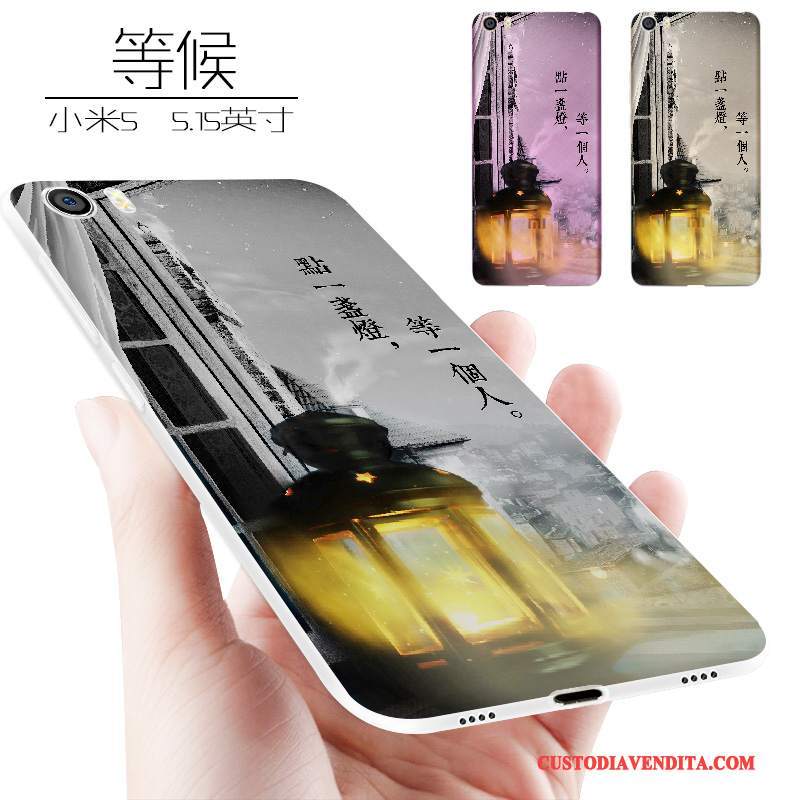 Custodia Mi 5 Creativo Anti-caduta Morbido, Cover Mi 5 Silicone Verde Piccola