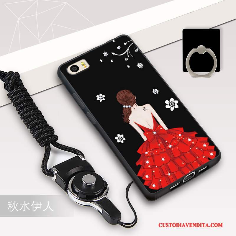 Custodia Mi 5 Protezione Telefono Nero, Cover Mi 5 Cartone Animato Bianco Ornamenti Appesi