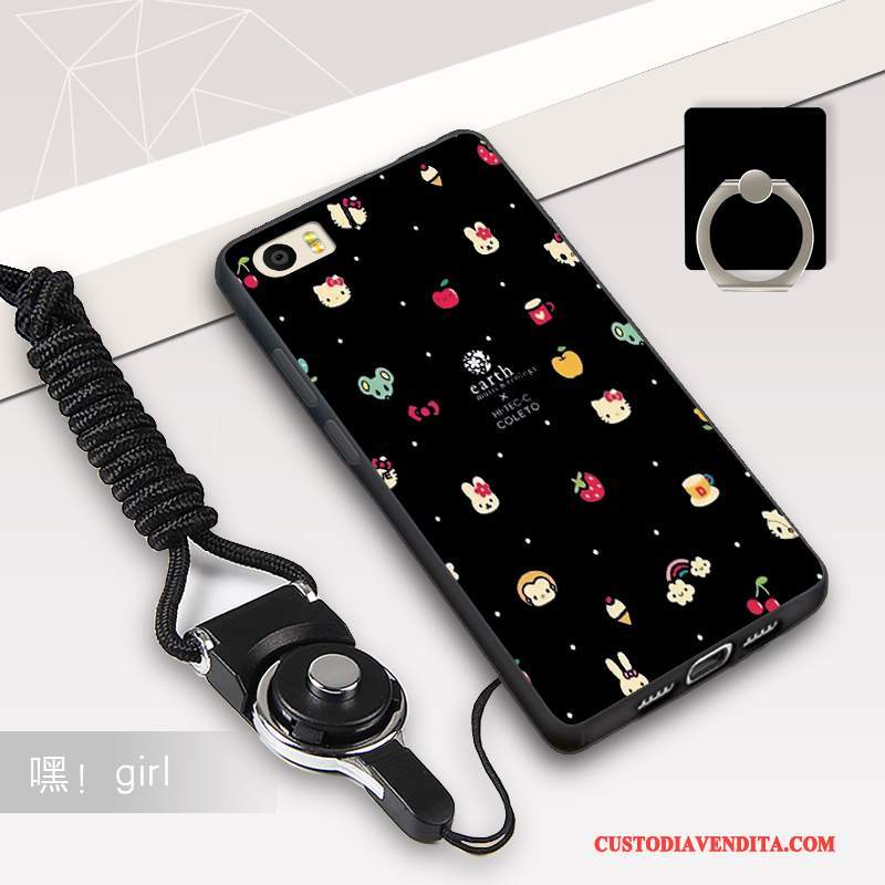 Custodia Mi 5 Protezione Telefono Nero, Cover Mi 5 Cartone Animato Bianco Ornamenti Appesi