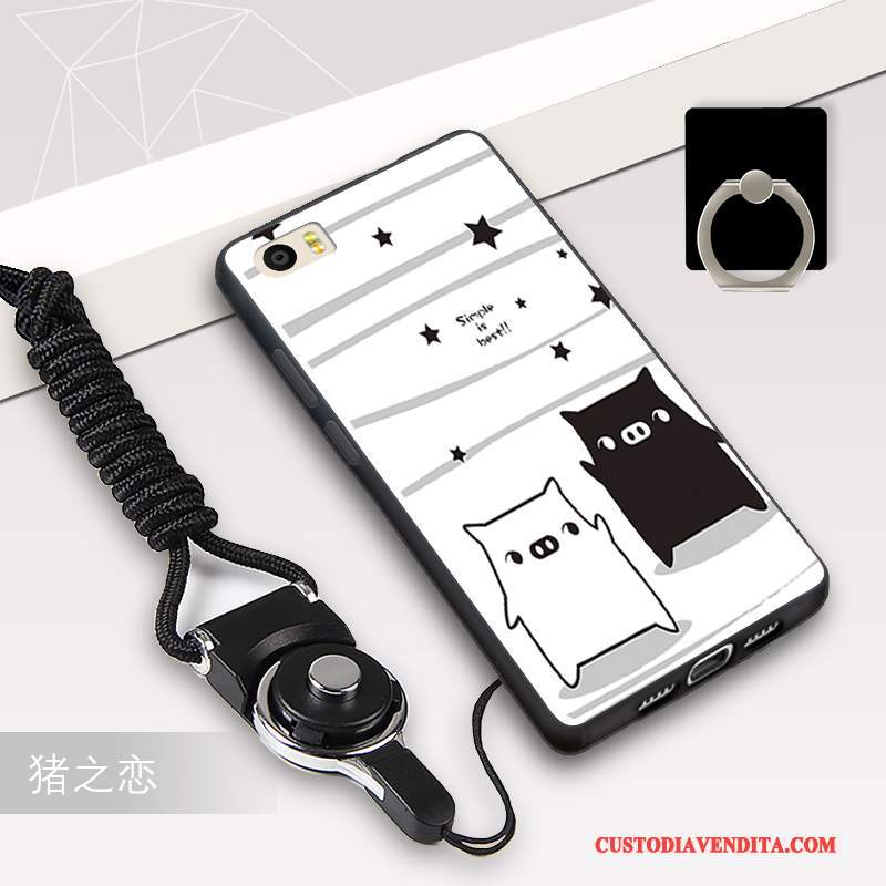 Custodia Mi 5 Protezione Telefono Nero, Cover Mi 5 Cartone Animato Bianco Ornamenti Appesi