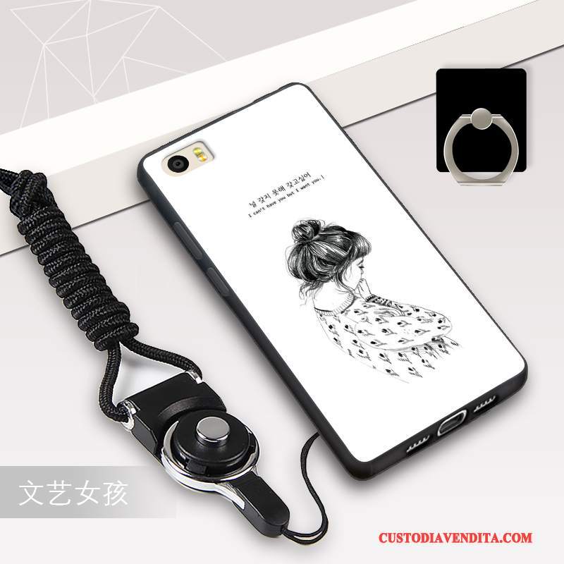 Custodia Mi 5 Protezione Telefono Nero, Cover Mi 5 Cartone Animato Bianco Ornamenti Appesi