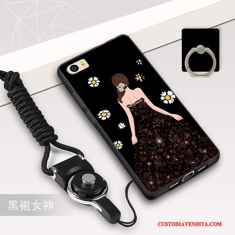 Custodia Mi 5 Protezione Telefono Nero, Cover Mi 5 Cartone Animato Bianco Ornamenti Appesi