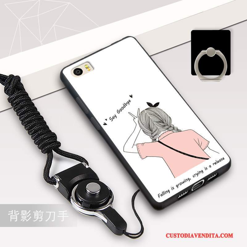 Custodia Mi 5 Protezione Telefono Nero, Cover Mi 5 Cartone Animato Bianco Ornamenti Appesi