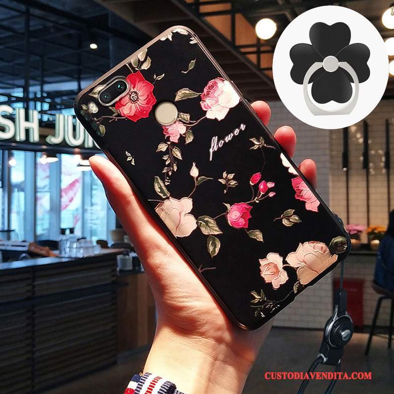 Custodia Mi 5x Goffratura Morbido Bello, Cover Mi 5x Protezione Di Personalità Nero