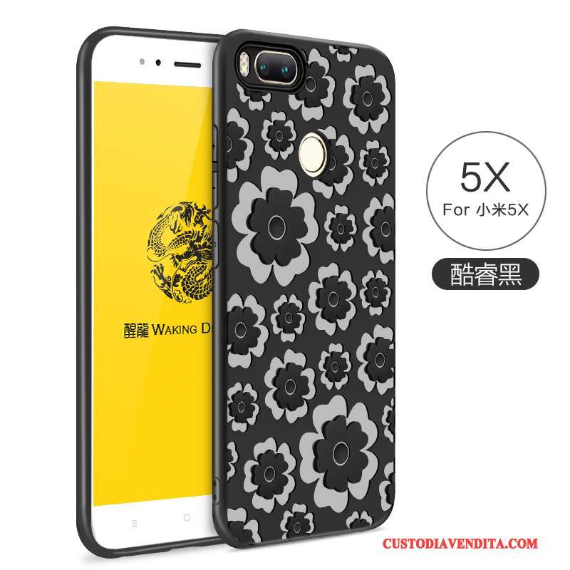 Custodia Mi 5x Goffratura Morbido Rosa, Cover Mi 5x Protezione Monocromatico Piccola