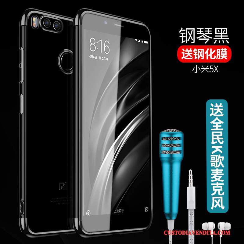 Custodia Mi 5x Silicone Blu Trasparente, Cover Mi 5x Protezione Morbidotelefono