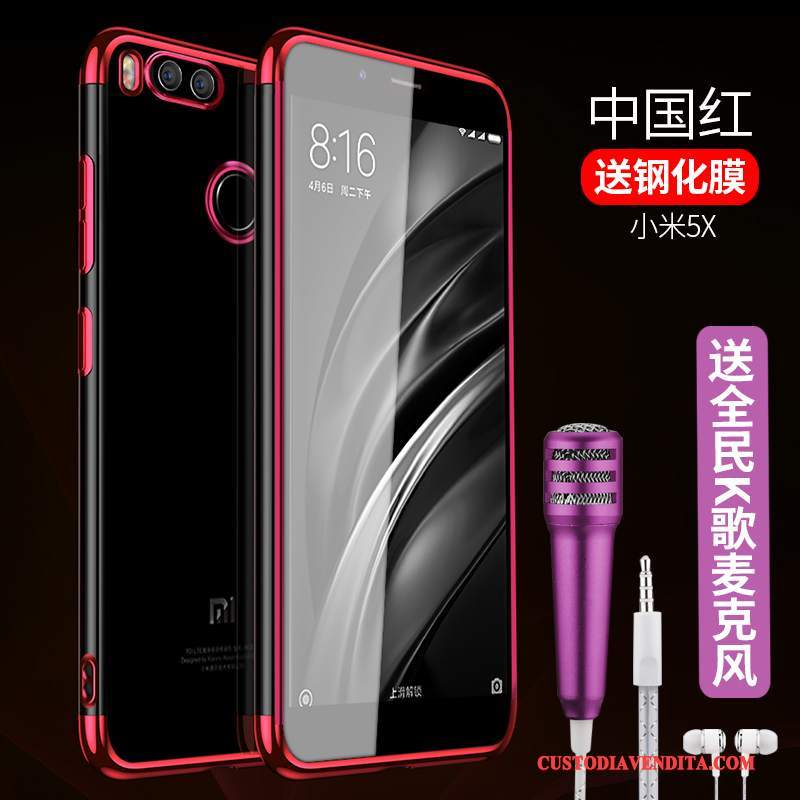 Custodia Mi 5x Silicone Blu Trasparente, Cover Mi 5x Protezione Morbidotelefono