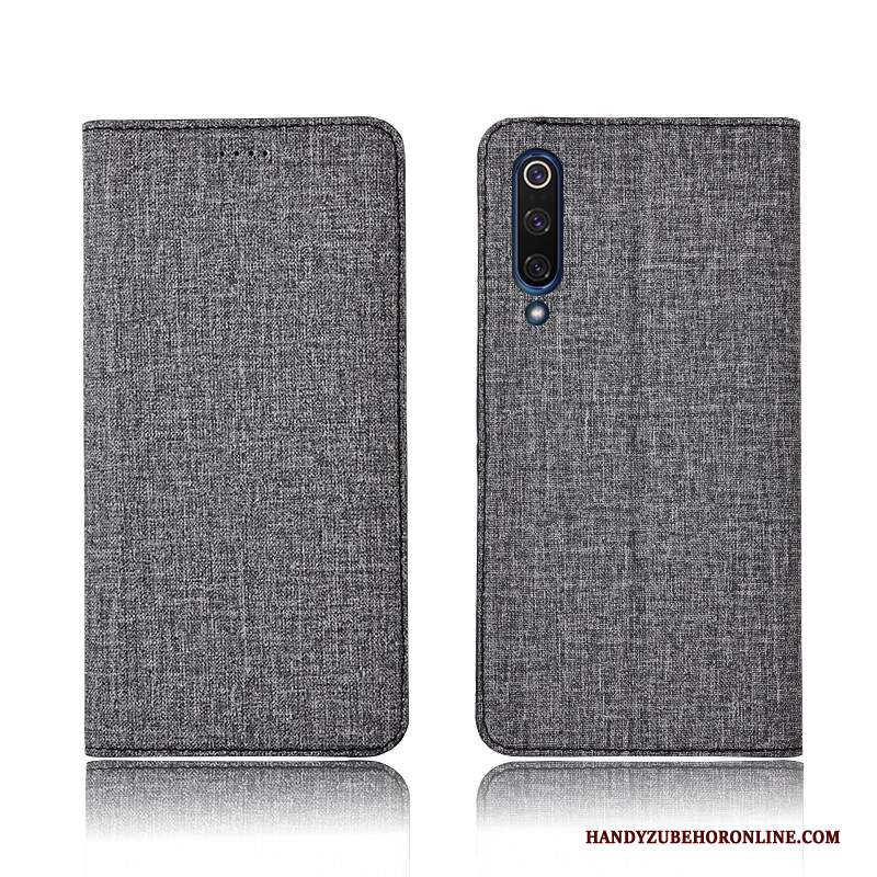 Custodia Mi 9 Protezione Nero Cotone E Lino, Cover Mi 9 Pelle Personalizza Nuovo