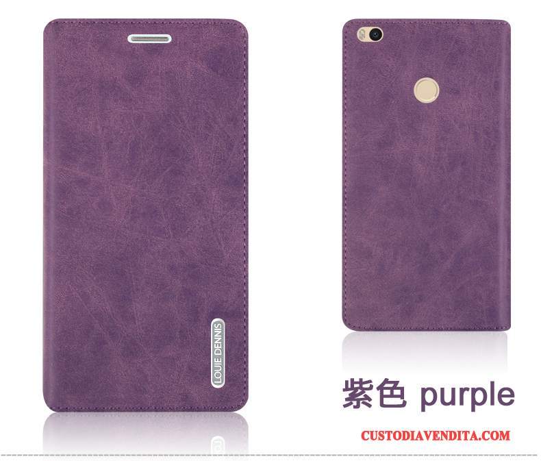 Custodia Mi Max 2 Pelle Telefono Porpora, Cover Mi Max 2 Protezione Coperchio Posteriore Piccola