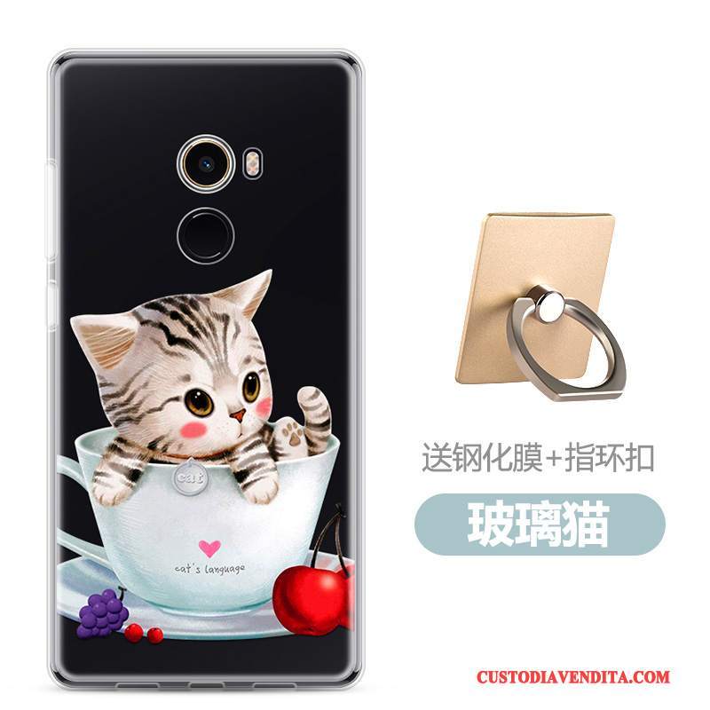Custodia Mi Mix 2 Cartone Animato Telefono Morbido, Cover Mi Mix 2 Nero Piccola
