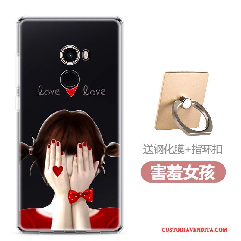 Custodia Mi Mix 2 Cartone Animato Telefono Morbido, Cover Mi Mix 2 Nero Piccola