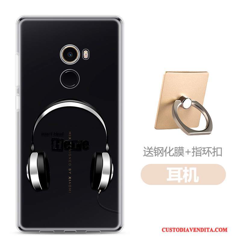 Custodia Mi Mix 2 Cartone Animato Telefono Morbido, Cover Mi Mix 2 Nero Piccola