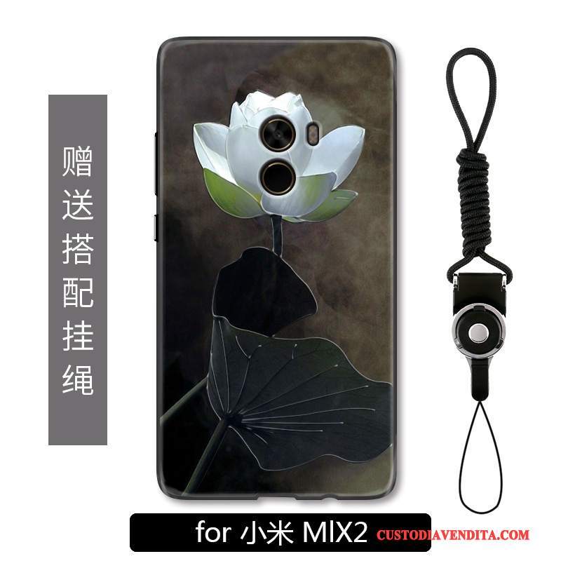 Custodia Mi Mix 2 Goffratura Fiori Ornamenti Appesi, Cover Mi Mix 2 Moda Stile Cinesetelefono