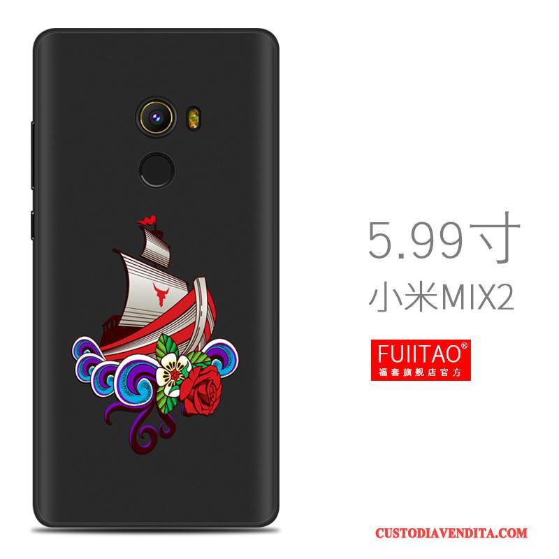 Custodia Mi Mix 2 Silicone Macchiati Morbido, Cover Mi Mix 2 Creativo Nero Tutto Incluso