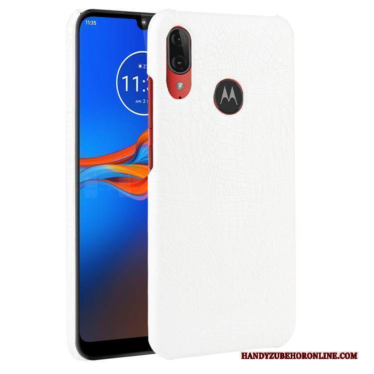 Custodia Moto E6 Plus Pelle Difficile Tendenza, Cover Moto E6 Plus Protezione Nero Modello Coccodrillo