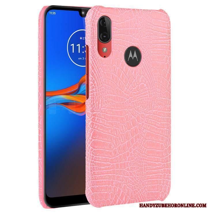 Custodia Moto E6 Plus Pelle Difficile Tendenza, Cover Moto E6 Plus Protezione Nero Modello Coccodrillo