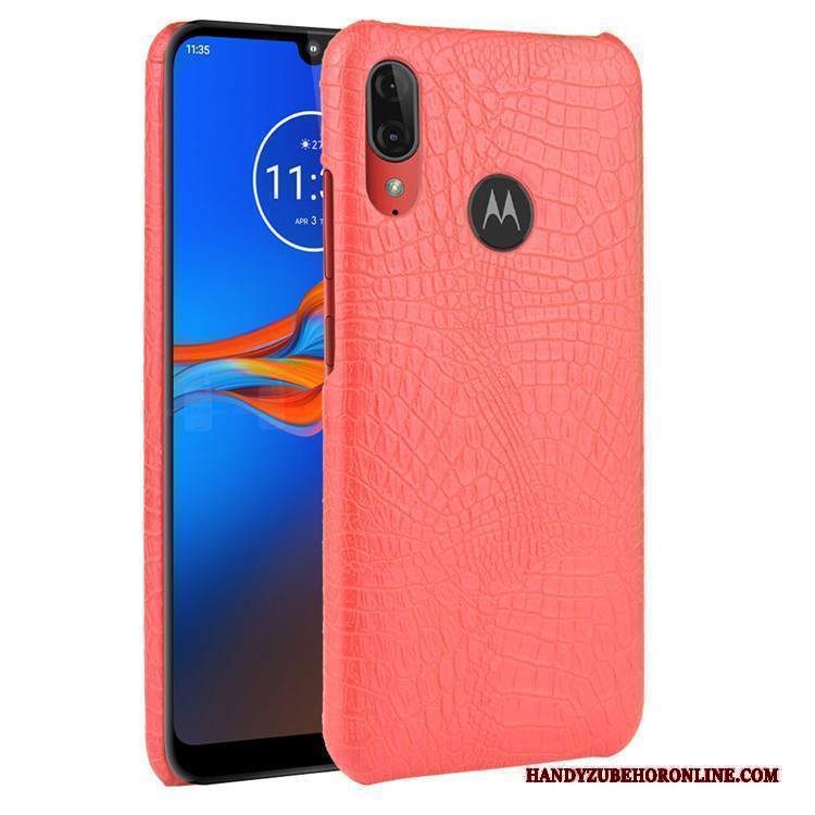 Custodia Moto E6 Plus Pelle Difficile Tendenza, Cover Moto E6 Plus Protezione Nero Modello Coccodrillo