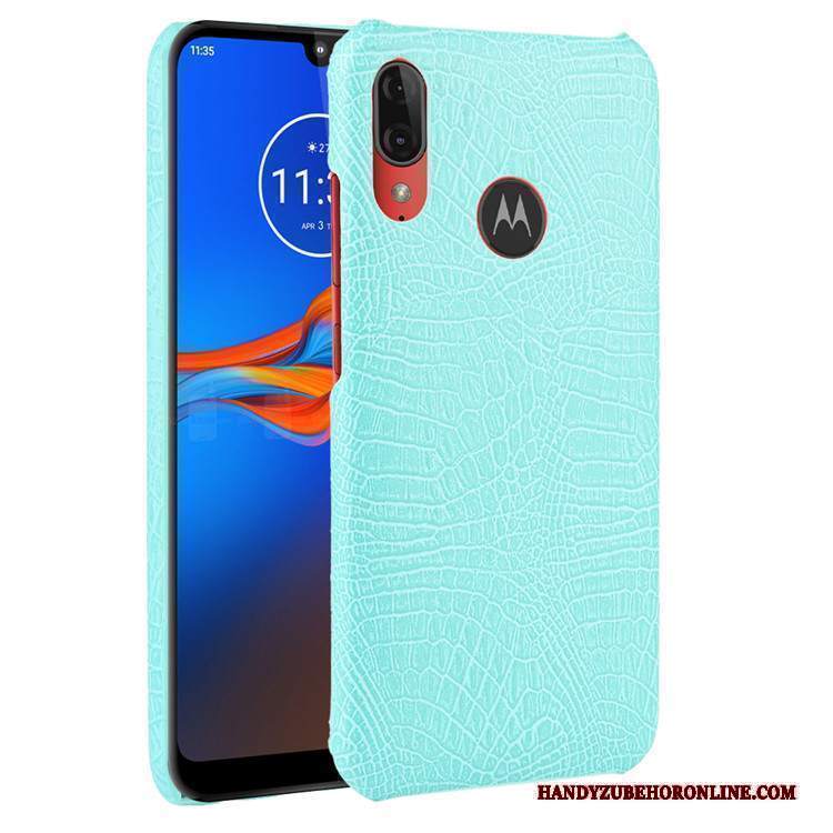Custodia Moto E6 Plus Pelle Difficile Tendenza, Cover Moto E6 Plus Protezione Nero Modello Coccodrillo