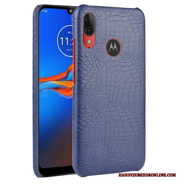 Custodia Moto E6 Plus Pelle Difficile Tendenza, Cover Moto E6 Plus Protezione Nero Modello Coccodrillo