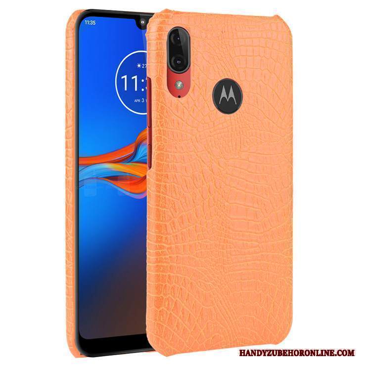 Custodia Moto E6 Plus Pelle Difficile Tendenza, Cover Moto E6 Plus Protezione Nero Modello Coccodrillo