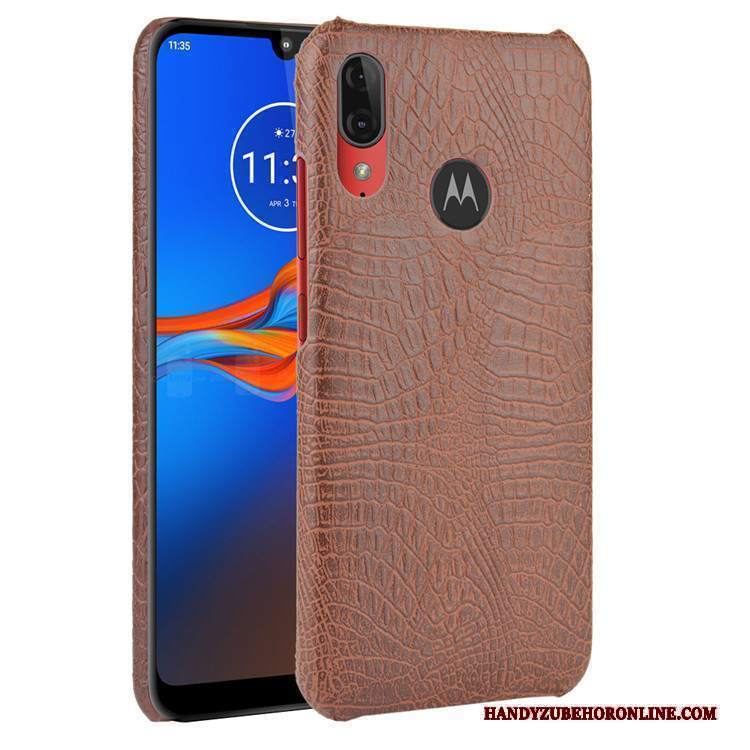 Custodia Moto E6 Plus Pelle Difficile Tendenza, Cover Moto E6 Plus Protezione Nero Modello Coccodrillo