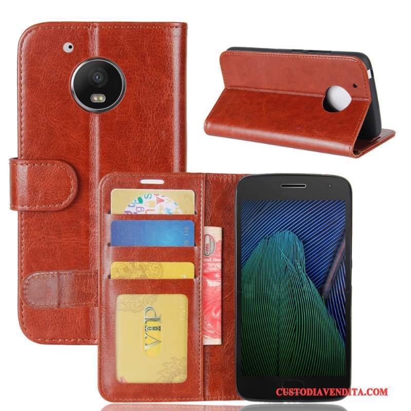 Custodia Moto G5 Portafoglio Modellotelefono, Cover Moto G5 Pelle Carta Rosso