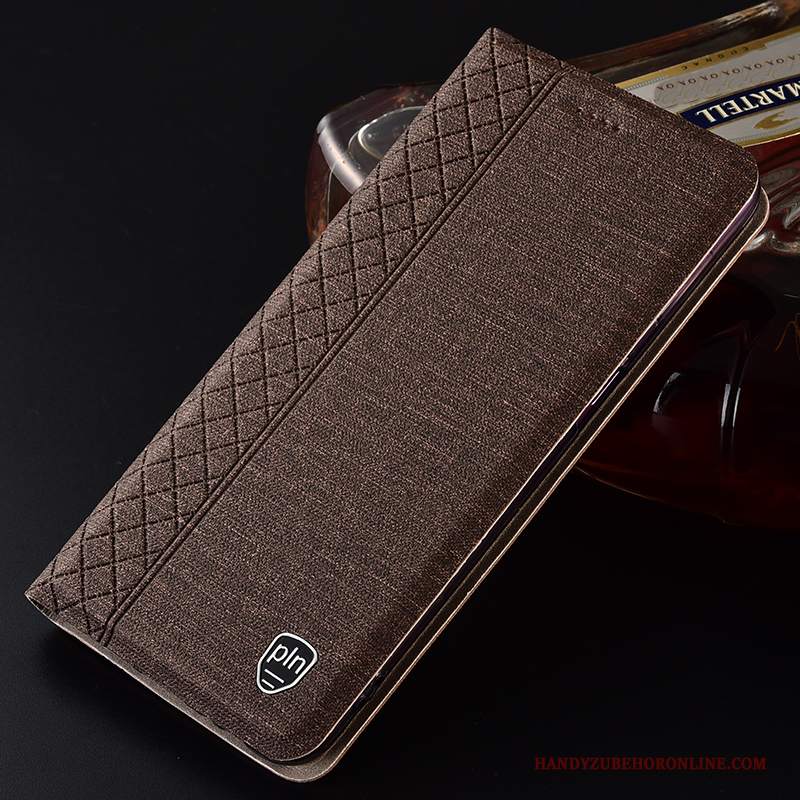 Custodia Moto G7 Power Pelle Telefono Cotone E Lino, Cover Moto G7 Power Protezione Blu Anti-caduta