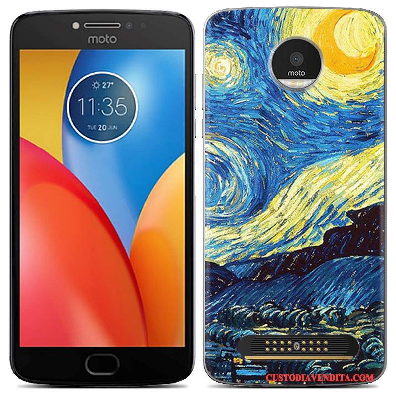 Custodia Moto Z2 Play Creativo Blu Morbido, Cover Moto Z2 Play Cartone Animato Telefono