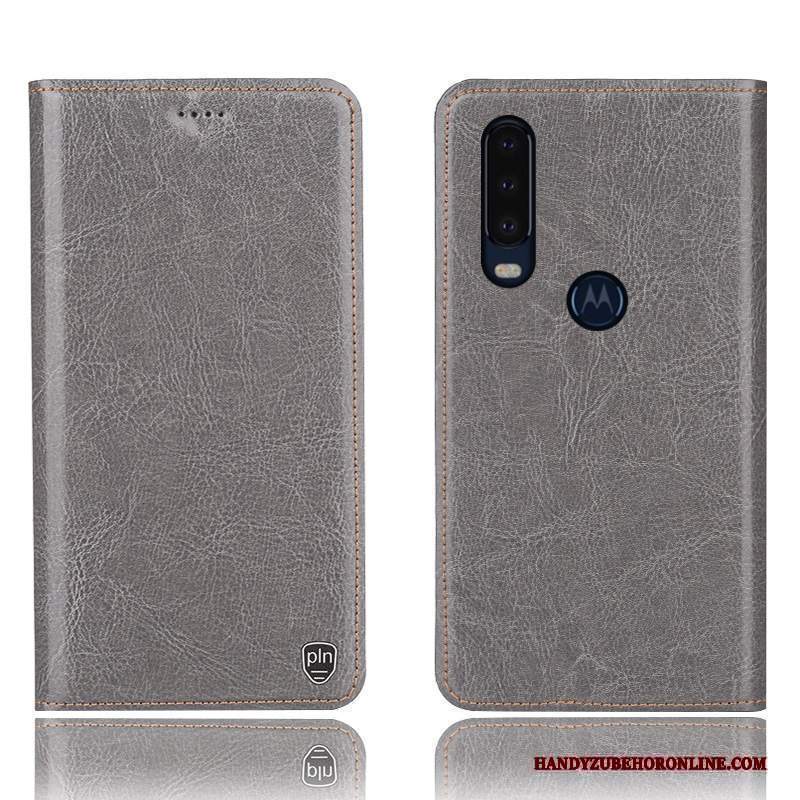 Custodia Motorola One Action Pelle Verde Anti-caduta, Cover Motorola One Action Protezione Telefono