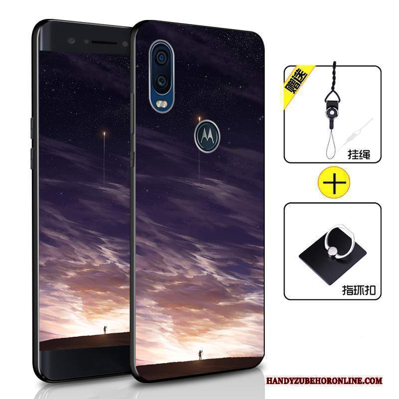 Custodia Motorola One Vision Silicone Morbido Tutto Incluso, Cover Motorola One Vision Protezione Blu Scurotelefono