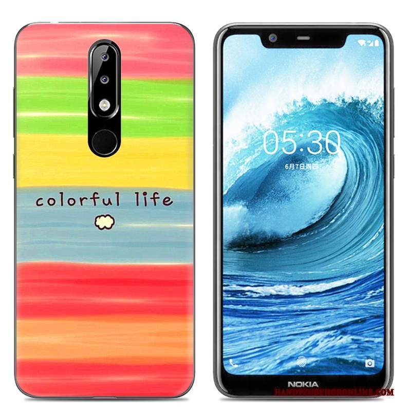Custodia Nokia 5.1 Plus Silicone Telefono Rosa, Cover Nokia 5.1 Plus Protezione Morbido Trasparente
