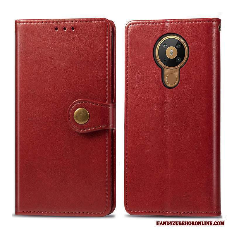 Custodia Nokia 5.3 Pelle Semplicitelefono, Cover Nokia 5.3 Folio Monocromatico Ornamenti Appesi