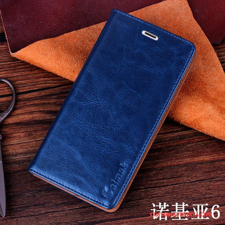 Custodia Nokia 6 Pelle Blu Anti-caduta, Cover Nokia 6 Protezione Tutto Incluso