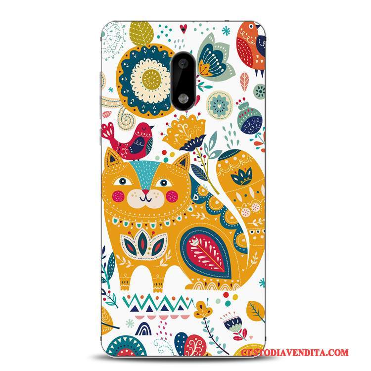 Custodia Nokia 6 Silicone Tutto Incluso Arancione, Cover Nokia 6 Goffratura Telefono Morbido