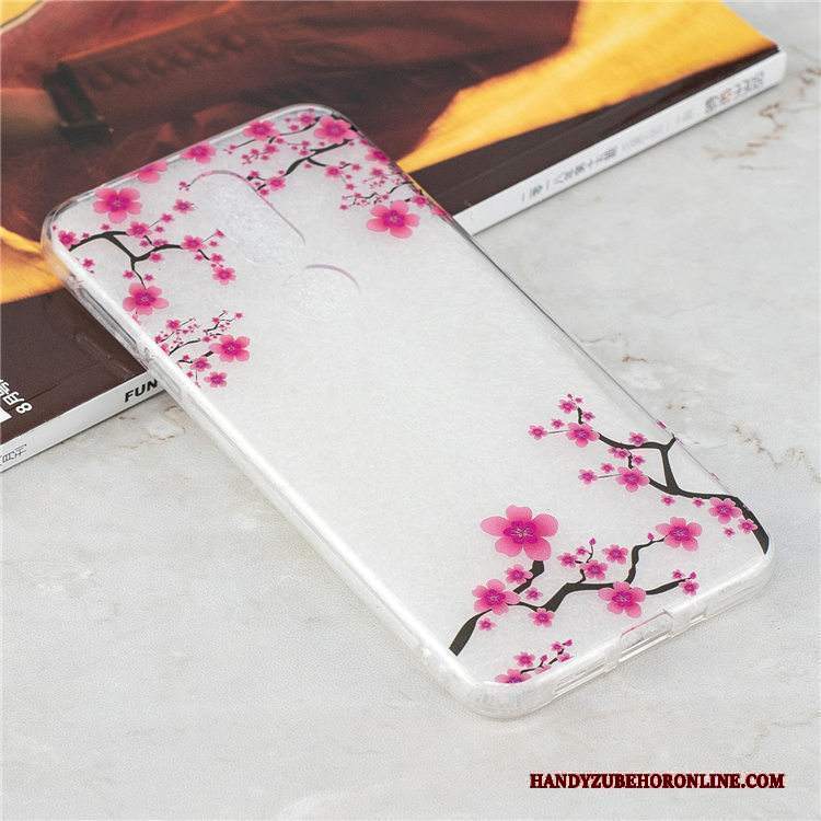 Custodia Nokia 7.1 Cartone Animato Blu Trasparente, Cover Nokia 7.1 Silicone Ornamenti Appesitelefono