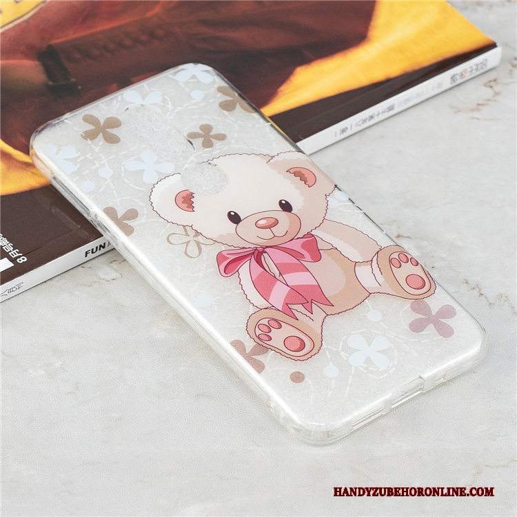 Custodia Nokia 7.1 Cartone Animato Blu Trasparente, Cover Nokia 7.1 Silicone Ornamenti Appesitelefono