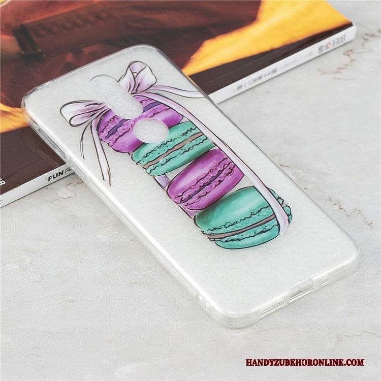 Custodia Nokia 7.1 Cartone Animato Blu Trasparente, Cover Nokia 7.1 Silicone Ornamenti Appesitelefono