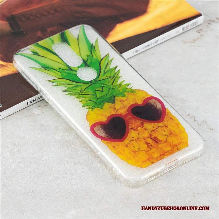 Custodia Nokia 7.1 Cartone Animato Blu Trasparente, Cover Nokia 7.1 Silicone Ornamenti Appesitelefono