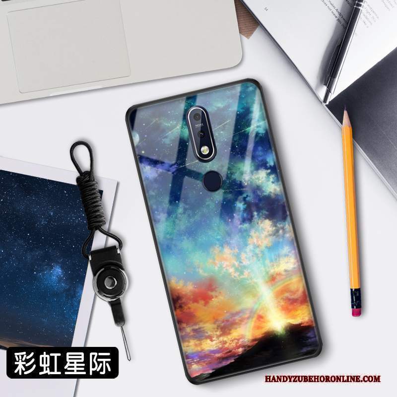 Custodia Nokia 7.1 Protezione Tendenza Specchio, Cover Nokia 7.1 Stellato Vetro